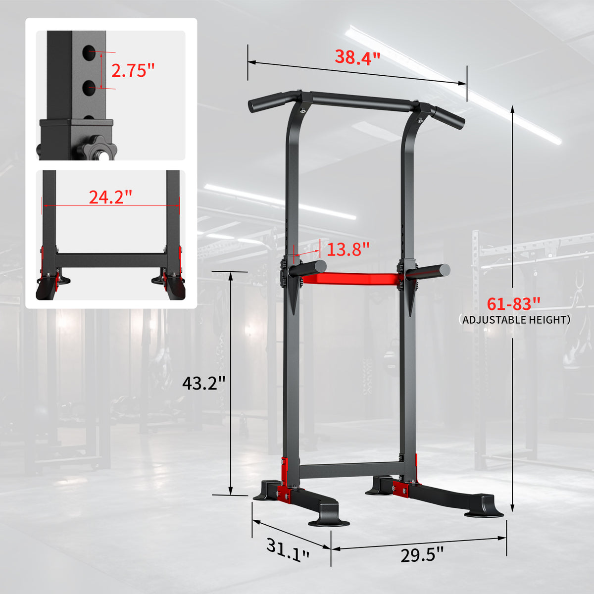 BestHFit Power Tower Pull Up Bar Dip Station Exercise Equipment for Home Gym Workout