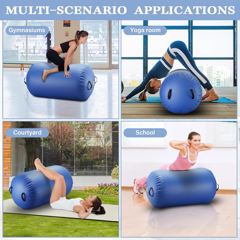 ZENOVA Inflatable Gymnastics Mat Air Roller Tumbling Mat for Yoga Home Workout with Pump