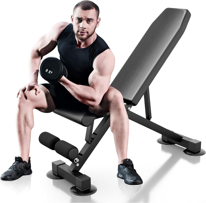 Wesfital Weight Bench Workout Bench for Incline Decline Exercise 500LBS Weight Capacity Home Gym Bench Fast Folding